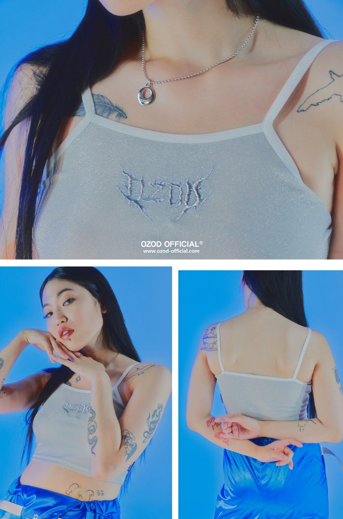 オージーオーディー(OZOD) GLITTER TANK TOP_SILVER