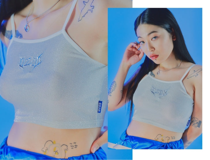 オージーオーディー(OZOD) GLITTER TANK TOP_SILVER