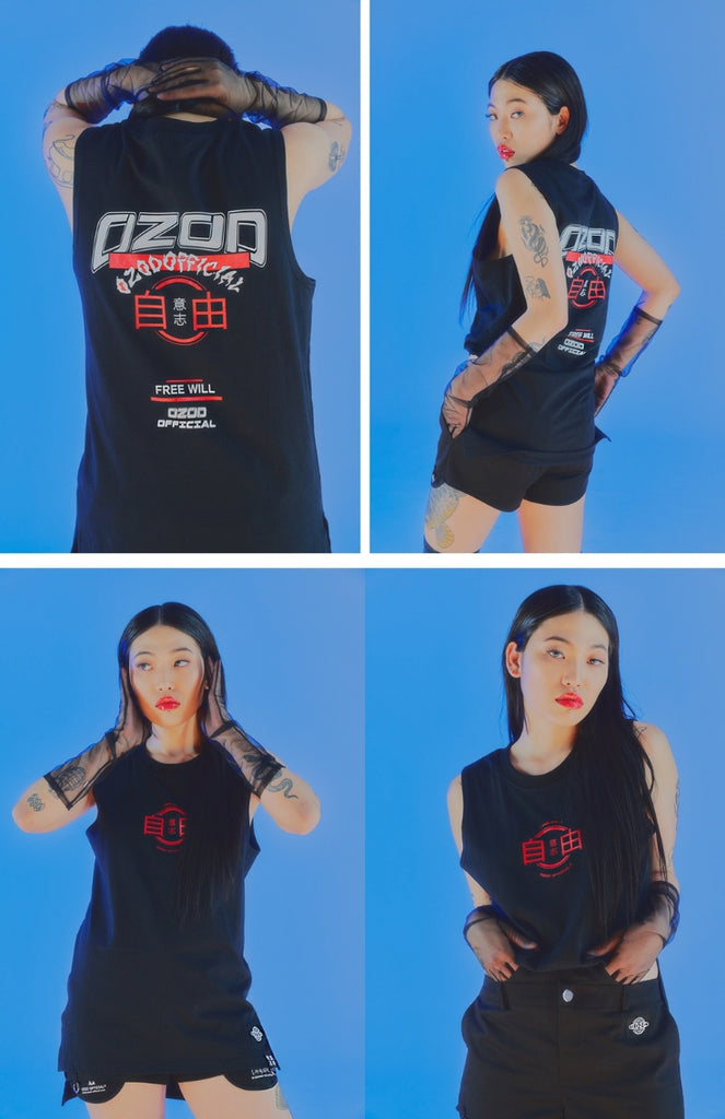 オージーオーディー(OZOD) UNBALANCE SLEEVELESS_BLACK