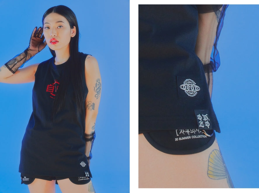 オージーオーディー(OZOD) UNBALANCE SLEEVELESS_BLACK