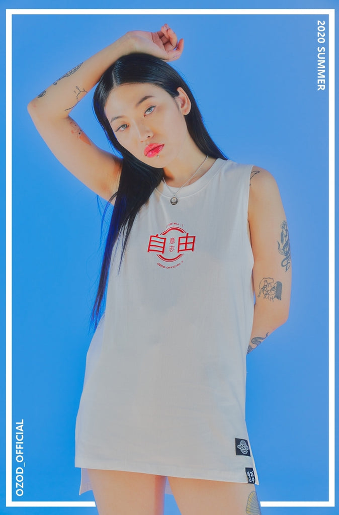 オージーオーディー(OZOD) UNBALANCE SLEEVELESS_WHITE