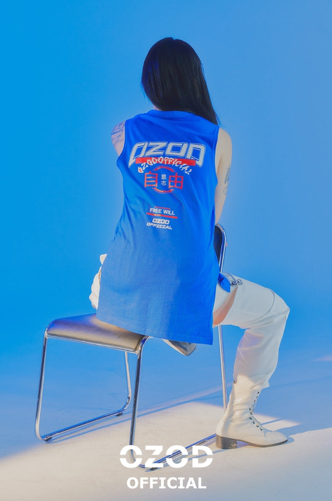 オージーオーディー(OZOD) UNBALANCE SLEEVELESS_BLUE
