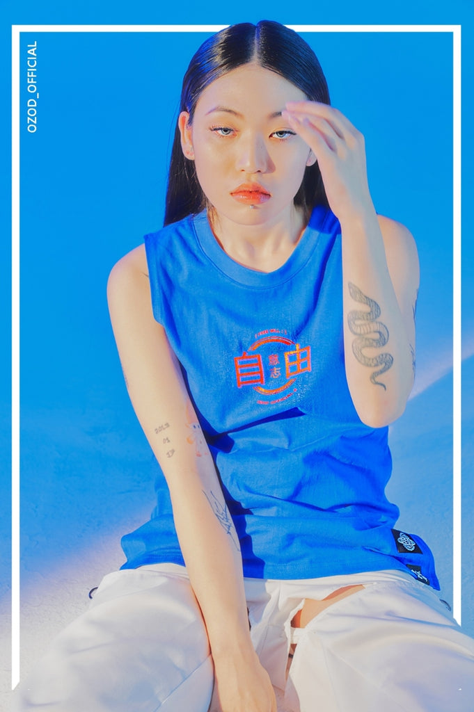 オージーオーディー(OZOD) UNBALANCE SLEEVELESS_BLUE