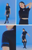 オージーオーディー(OZOD) THORN CROP TOP_BLACK