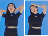 オージーオーディー(OZOD) THORN CROP TOP_BLACK