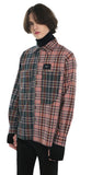 SSY(エスエスワイ)  premium check half & half shirt purple
