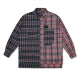 SSY(エスエスワイ)  premium check half & half shirt purple