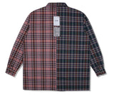 SSY(エスエスワイ)  premium check half & half shirt purple