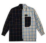 SSY(エスエスワイ)  premium check half & half shirt light beige