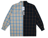 SSY(エスエスワイ)  premium check half & half shirt light beige