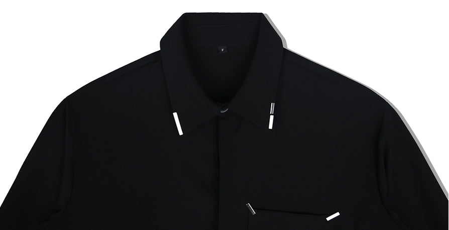 SSY(エスエスワイ)  collar & pocket hand work iron tip shirt black