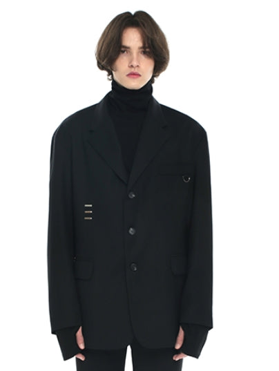 SSY(エスエスワイ)  iron tip oversize single blazer black