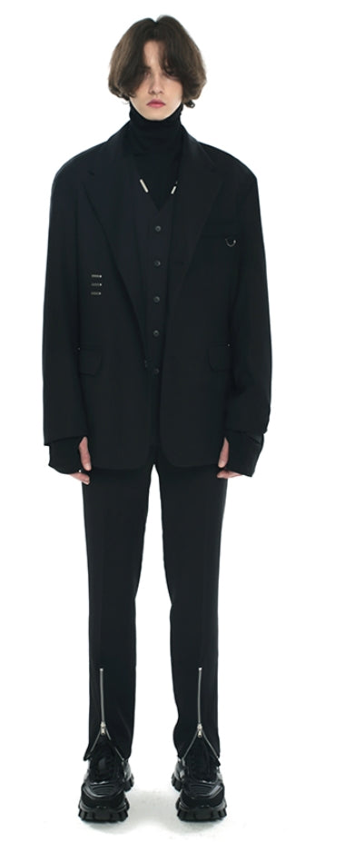 SSY(エスエスワイ)  iron tip oversize single blazer black