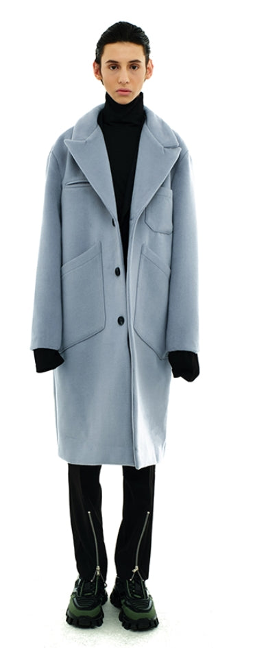 SSY(エスエスワイ)  overfit heavy plate wool single coat blue