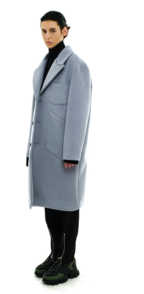 SSY(エスエスワイ)  overfit heavy plate wool single coat blue
