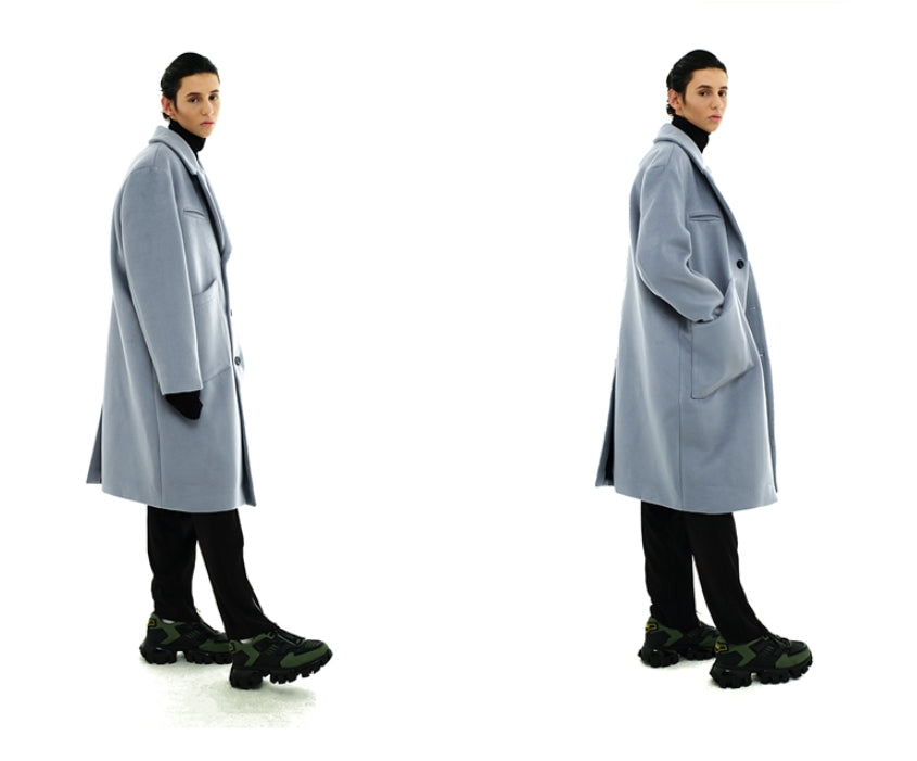 SSY(エスエスワイ)  overfit heavy plate wool single coat blue
