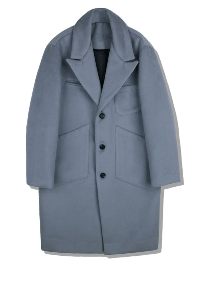 SSY(エスエスワイ)  overfit heavy plate wool single coat blue