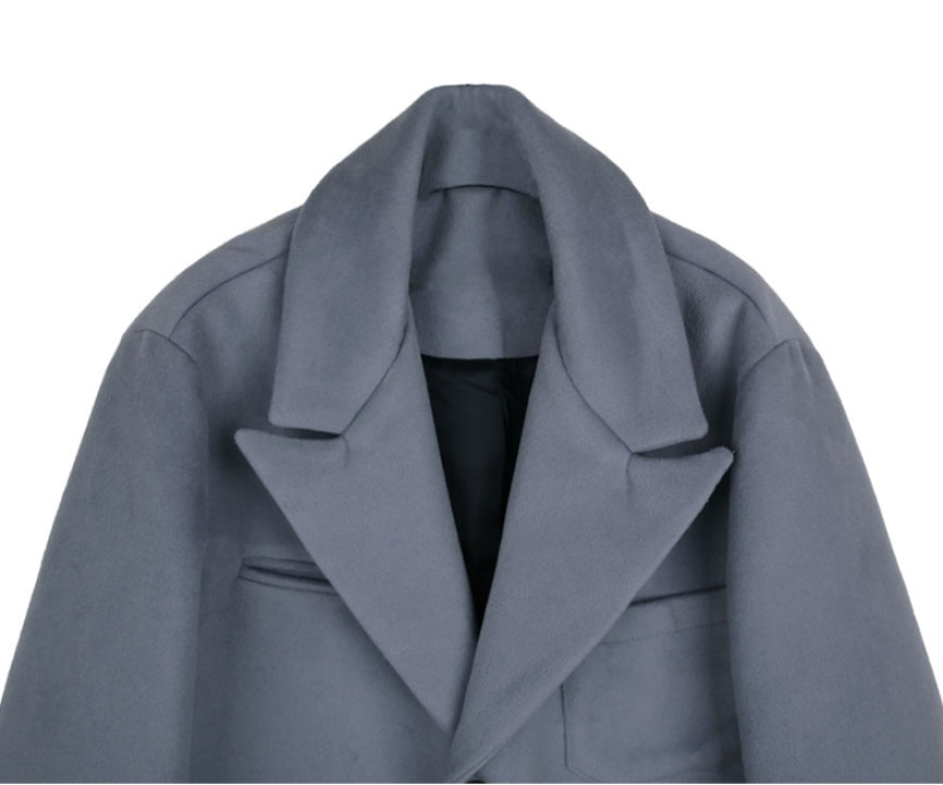 SSY(エスエスワイ)  overfit heavy plate wool single coat blue