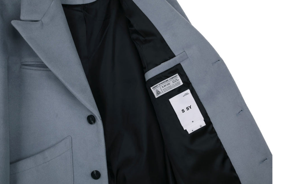 SSY(エスエスワイ)  overfit heavy plate wool single coat blue