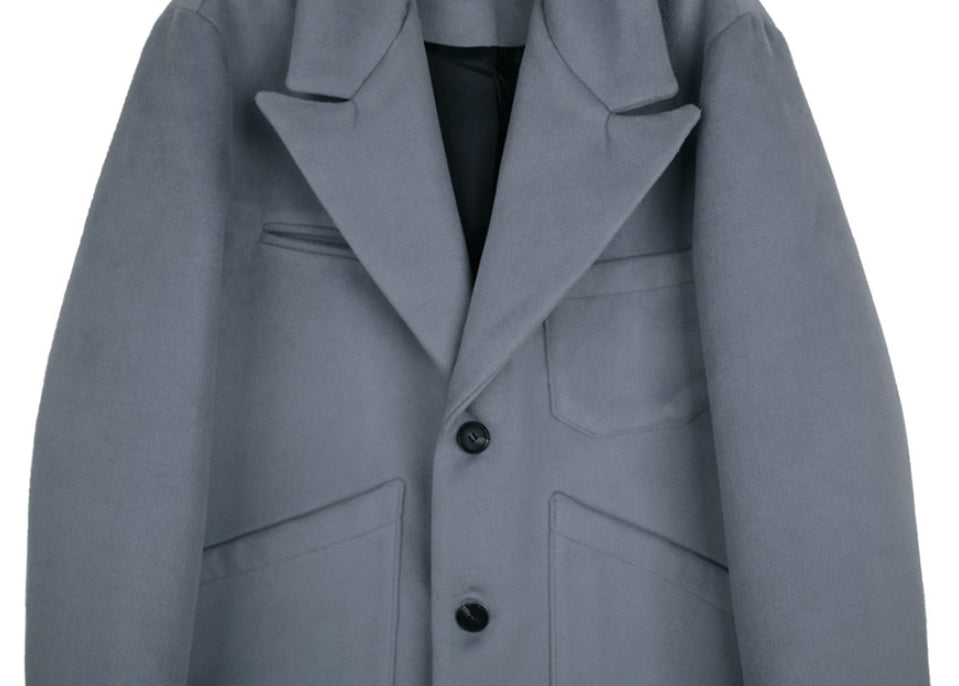 SSY(エスエスワイ)  overfit heavy plate wool single coat blue