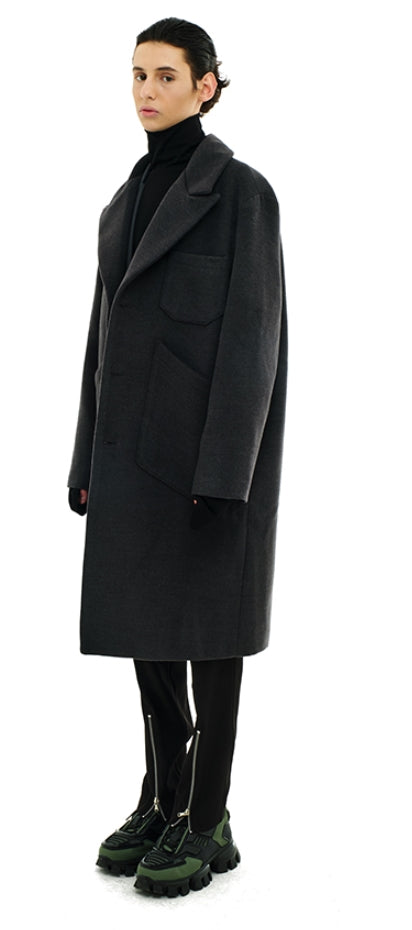 SSY(エスエスワイ)  overfit heavy plate wool single coat grey