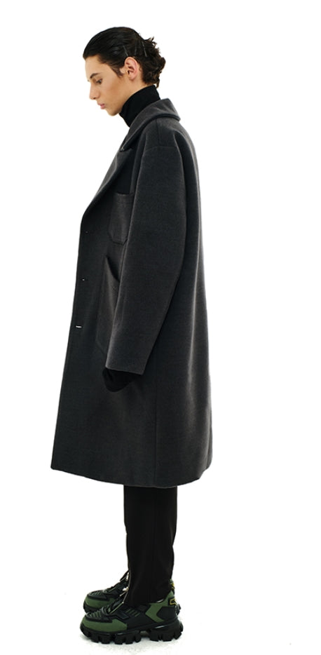 SSY(エスエスワイ)  overfit heavy plate wool single coat grey