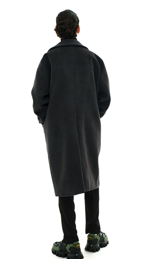 SSY(エスエスワイ)  overfit heavy plate wool single coat grey