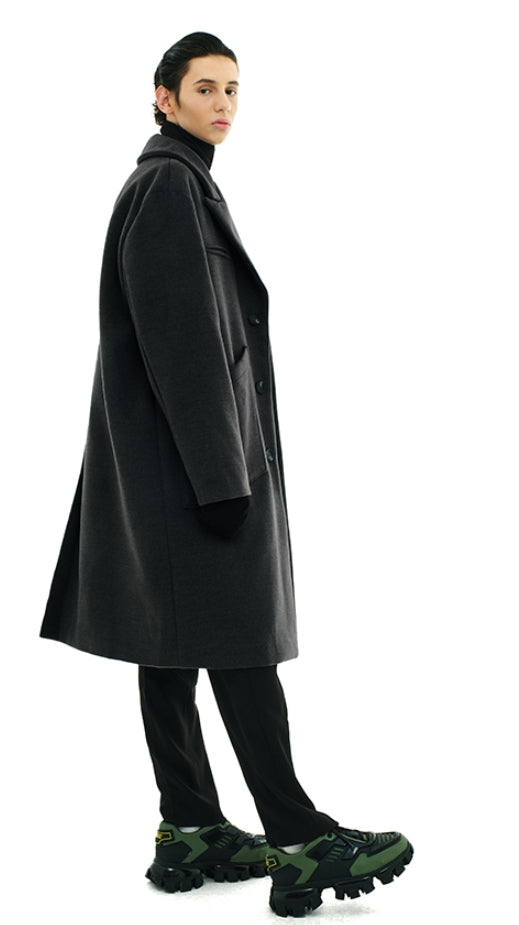 SSY(エスエスワイ)  overfit heavy plate wool single coat grey