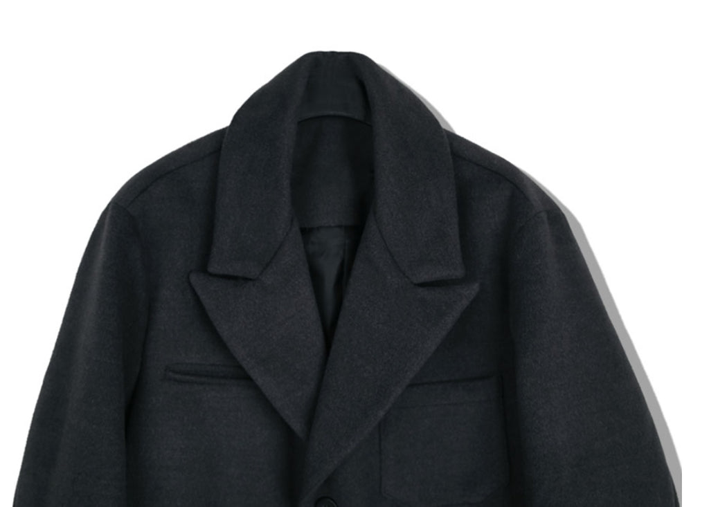 SSY(エスエスワイ)  overfit heavy plate wool single coat grey