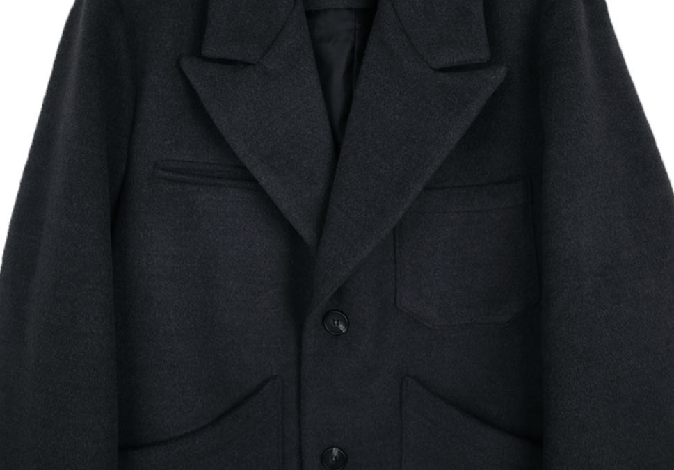 SSY(エスエスワイ)  overfit heavy plate wool single coat grey