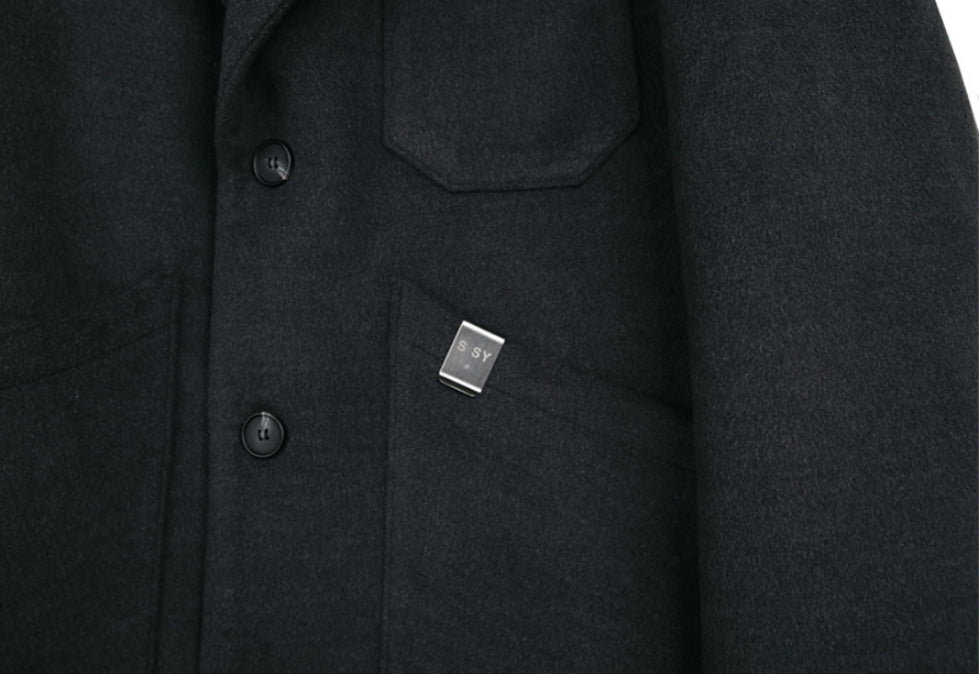 SSY(エスエスワイ)  overfit heavy plate wool single coat grey