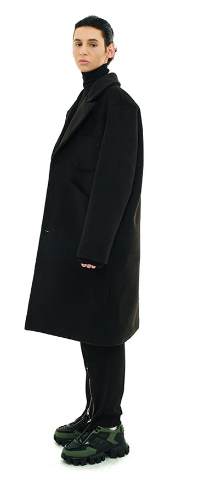 SSY(エスエスワイ)  overfit heavy plate wool single coat black