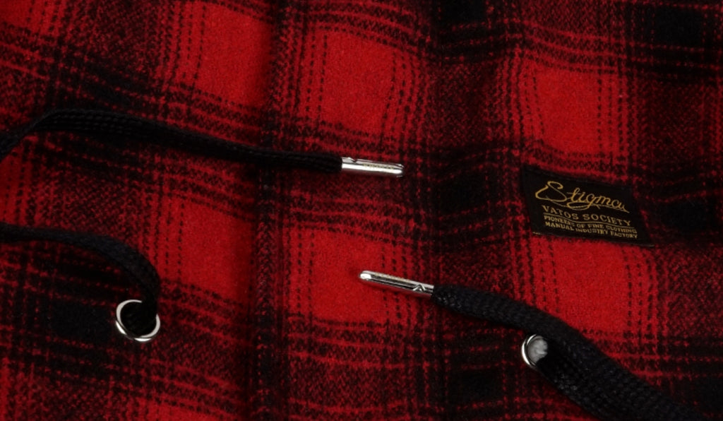 STIGMA(スティグマ)  WORLD OVERSIZED WOOL CHECK VELBOA COAT RED