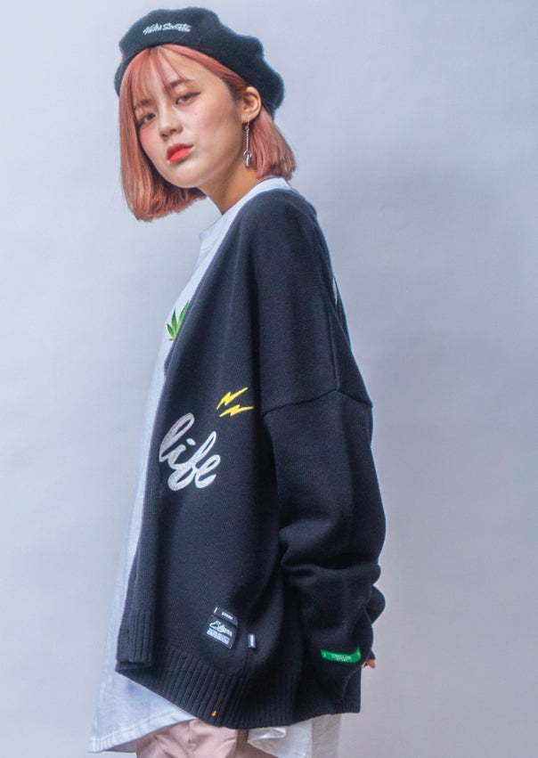 STIGMA(スティグマ)   LIGHTNING OVERSIZED WOOL CARDIGAN BLACK