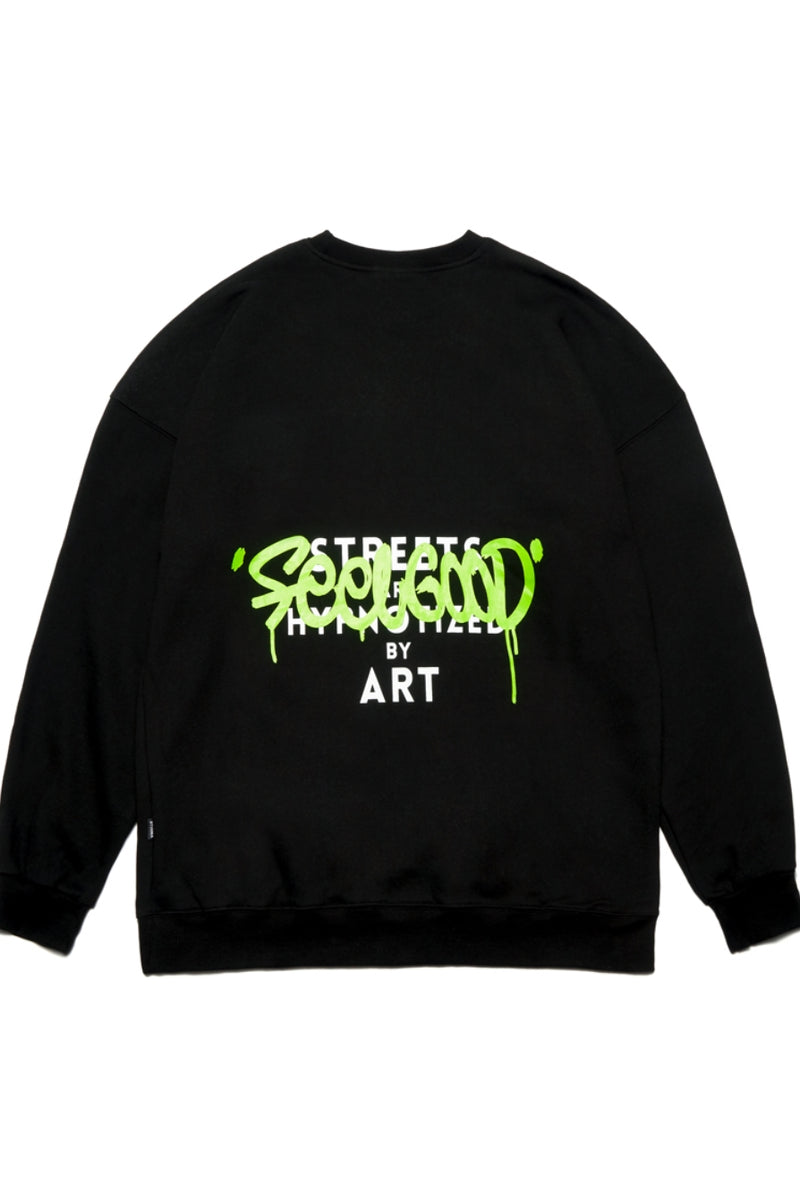 ART OVERSIZED HEAVY SWEAT CREWNECK BLACK