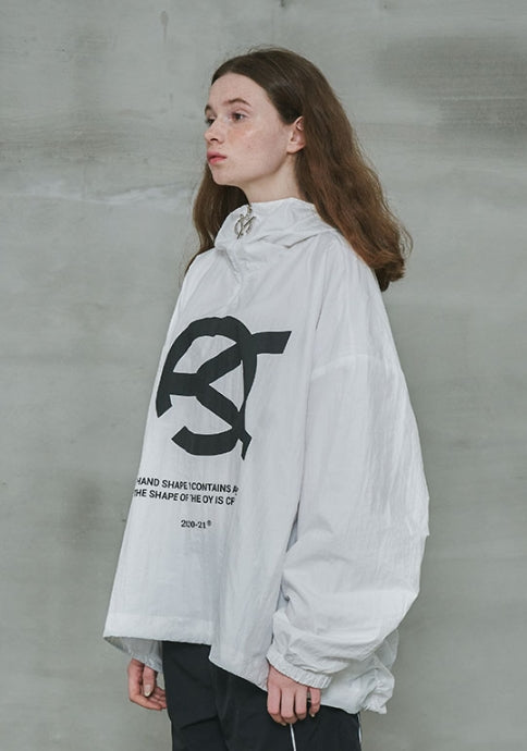 オーワイ(OY) 	LOGO SHIRRING ANORAK JACKET-WHITE