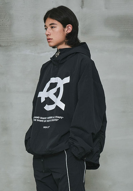 オーワイ(OY) 	LOGO SHIRRING ANORAK JACKET-BLACK