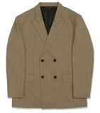 オーワイ(OY) 	OVERSIZE CHECK DOUBLE BLAZER-BROWN