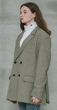 オーワイ(OY) 	OVERSIZE CHECK DOUBLE BLAZER-OLIVE GREEN
