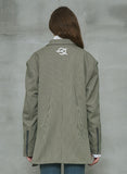 オーワイ(OY) 	OVERSIZE CHECK DOUBLE BLAZER-OLIVE GREEN
