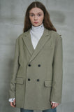 オーワイ(OY) 	OVERSIZE CHECK DOUBLE BLAZER-OLIVE GREEN