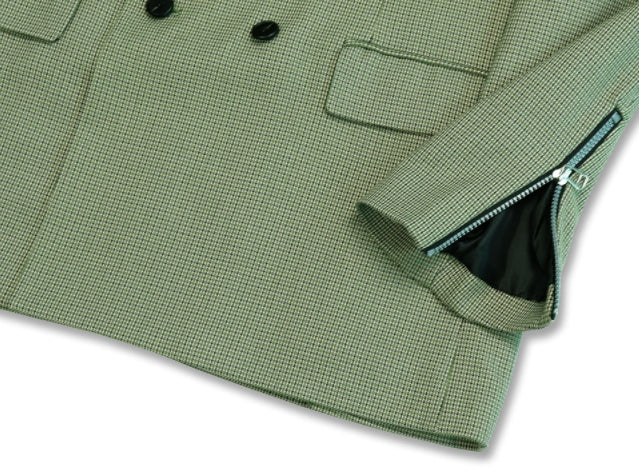 オーワイ(OY) 	OVERSIZE CHECK DOUBLE BLAZER-OLIVE GREEN