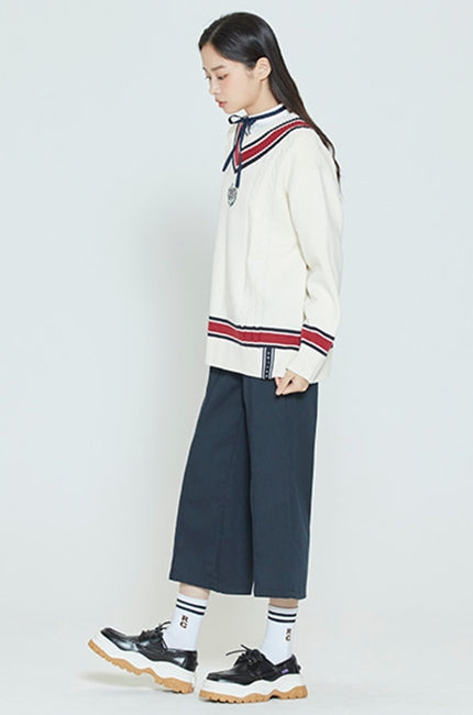 ロマンティッククラウン(ROMANTIC CROWN) SUNDAY SYNDROME CLASSIC V NECK KNITWEAR_OATMEAL