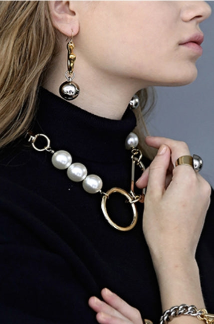 MONDAY EDITION(マンデイエディション) Big Shape Bold Chain and Pearl Necklace