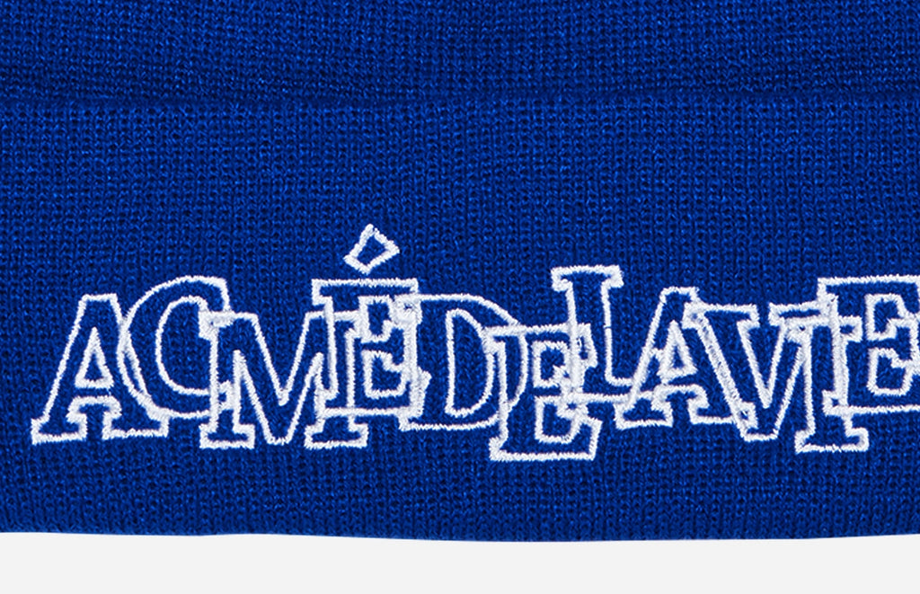 アクメドラビ(acme' de la vie) OUTLINE LOGO EMBROIDERY BEANIE BLUE