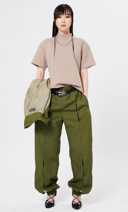 イーエスシースタジオ(ESC STUDIO)   Slit training pants (khaki)