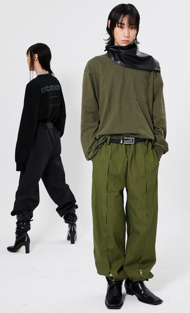 イーエスシースタジオ(ESC STUDIO)   Slit training pants (khaki)