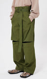 イーエスシースタジオ(ESC STUDIO)   Belted slit wide pants (khaki)