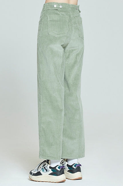 ロマンティッククラウン(ROMANTIC CROWN) WOMANS CORDUROY BUTTON PANTS_LIGHT GREEN