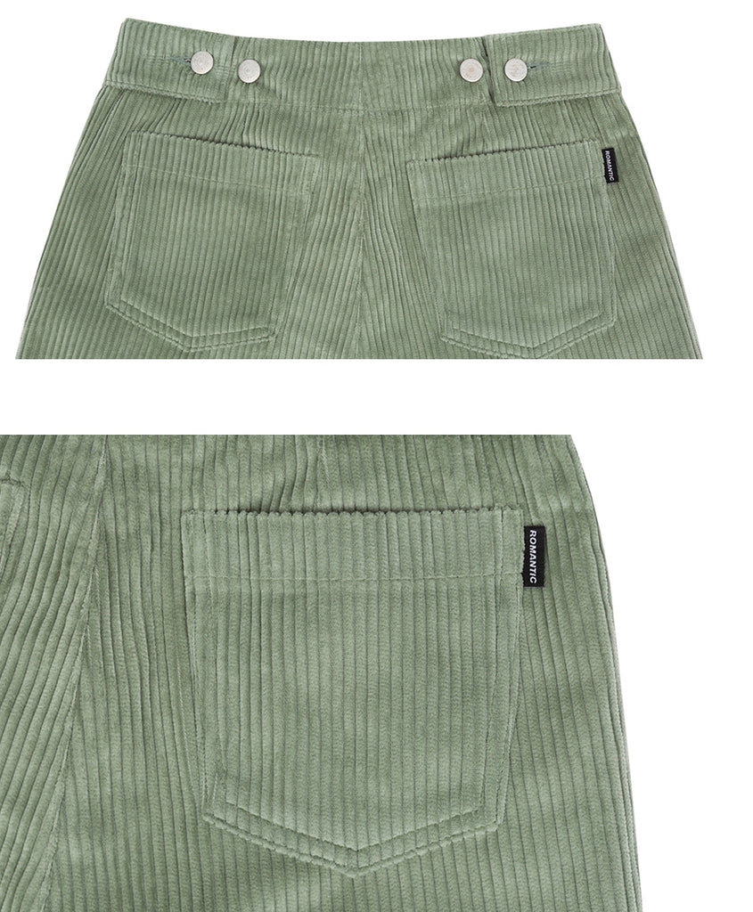 ロマンティッククラウン(ROMANTIC CROWN) WOMANS CORDUROY BUTTON PANTS_LIGHT GREEN